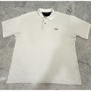 Mens Hugo Boss Polo Shirt White Patterned Short Sleeved XXL 2XL Special Edition